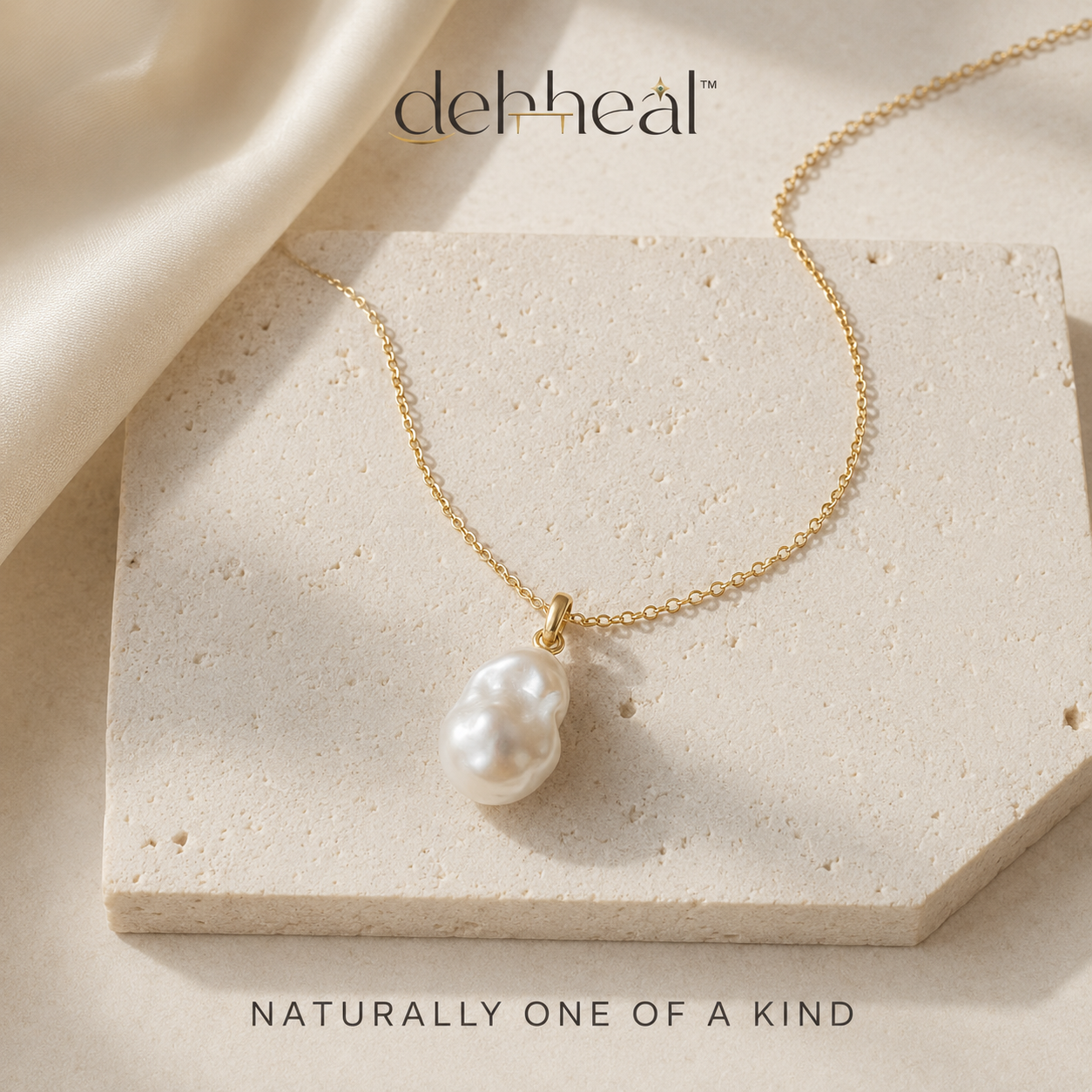 dehheal™ baroque freshwater pearl pendant necklace on a fine gold-plated chain