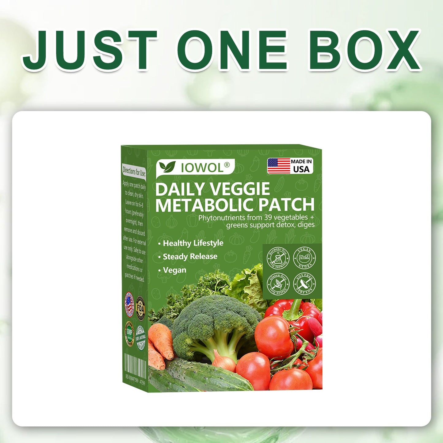 🥦 Offizieller Shop | IOWOL® Daily Vegetable Metabolic Patch – 39 Gemüse- und Pflanzenextrakte zur Unterstützung von Verdauung, Stoffwechsel und Energie