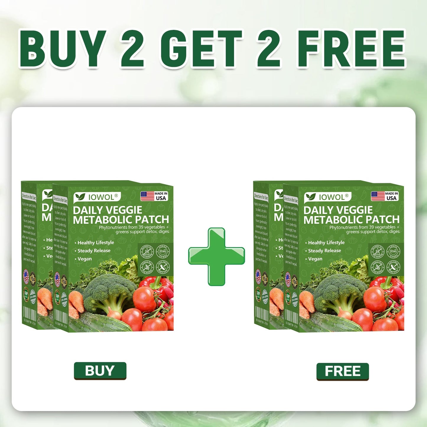 🥦 Offizieller Shop | IOWOL® Daily Vegetable Metabolic Patch – 39 Gemüse- und Pflanzenextrakte zur Unterstützung von Verdauung, Stoffwechsel und Energie