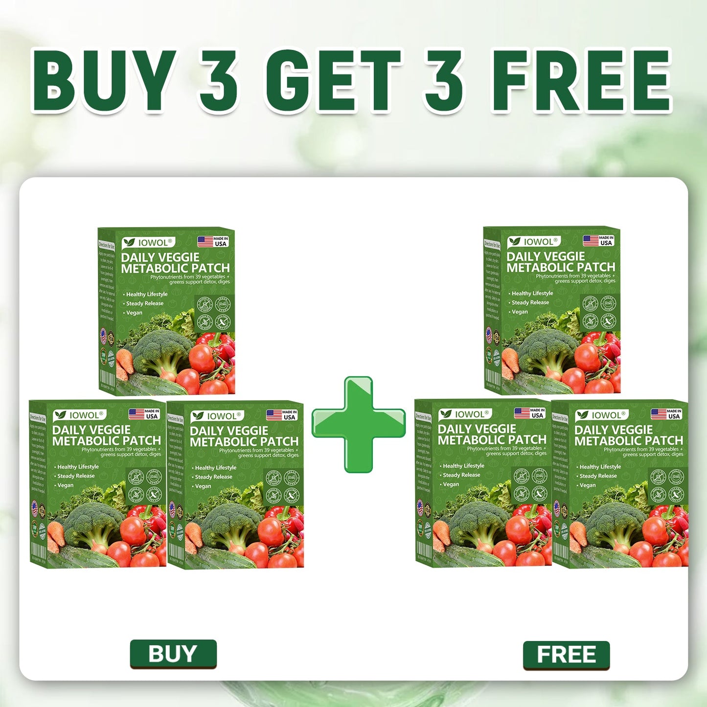 🥦 Offizieller Shop | IOWOL® Daily Vegetable Metabolic Patch – 39 Gemüse- und Pflanzenextrakte zur Unterstützung von Verdauung, Stoffwechsel und Energie