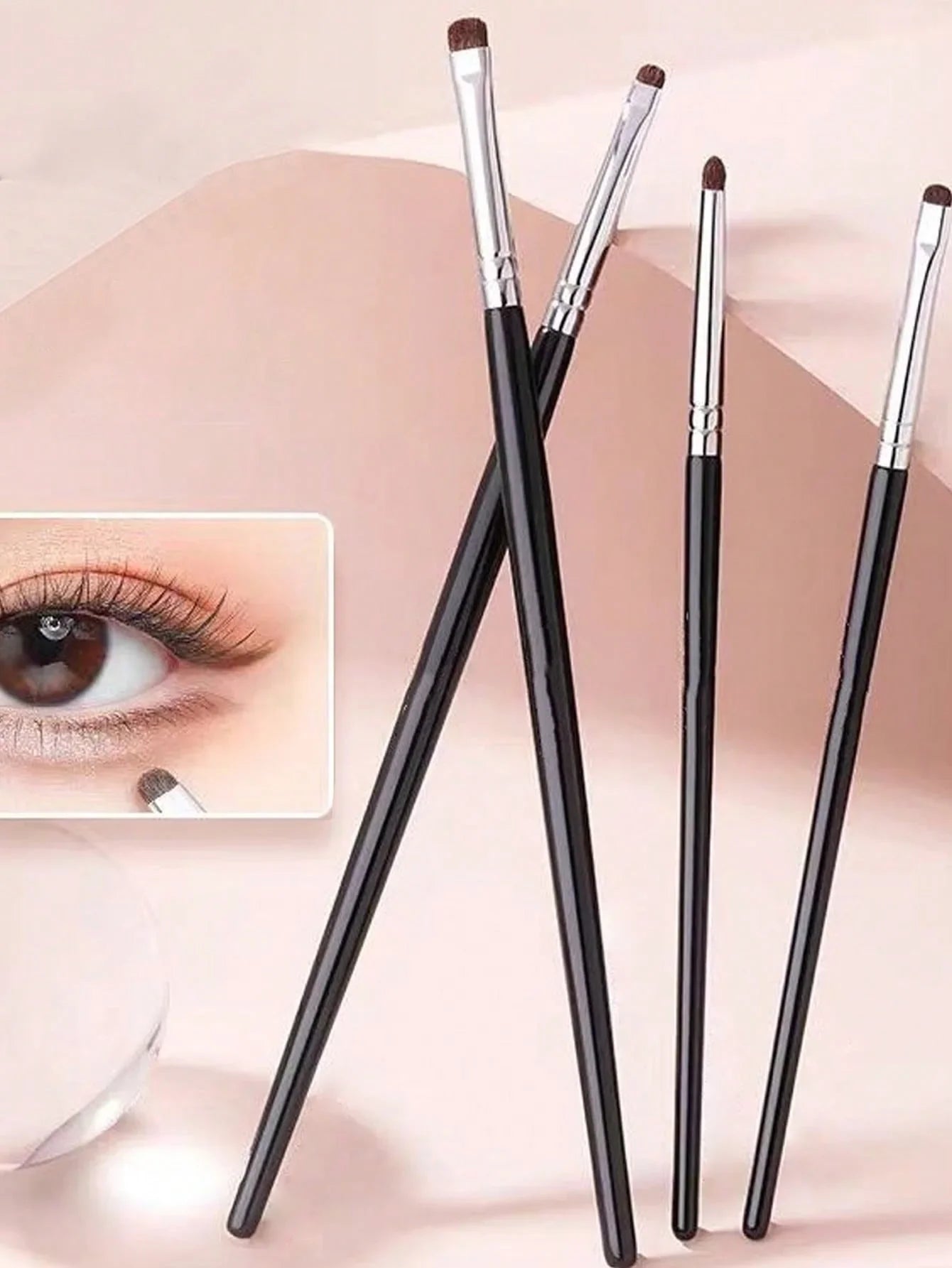 4Pcs Small Eyeshadow Brushes for Fine-Tuning Eye Makeup, Tapered Small Brushes for Highlighting, Fine Detail Blending, and Concealing