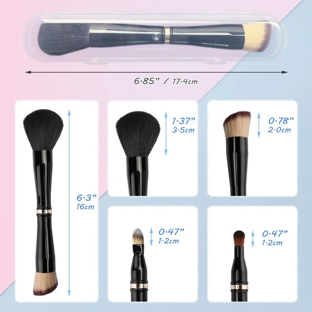 4 in 1 Portable Makeup Brush Set High Quality Travel Double Ended Makeup Brush for Liquid Cream Powder Concealer with Case