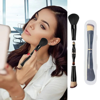 4 in 1 Portable Makeup Brush Set High Quality Travel Double Ended Makeup Brush for Liquid Cream Powder Concealer with Case