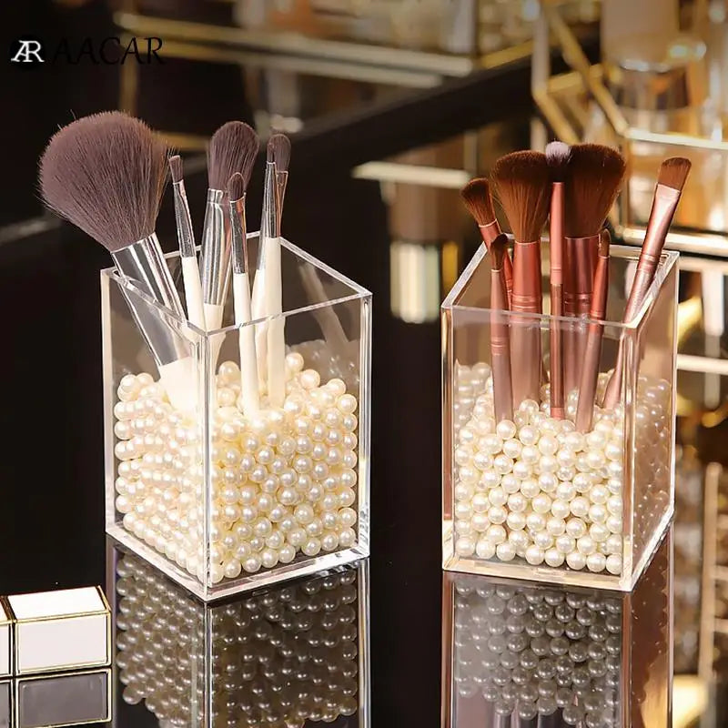 Make Up Organizer Plastic Makeup Brush Pot Storage Acrylic For Cosmetics Holder Desk Cosmetic Container