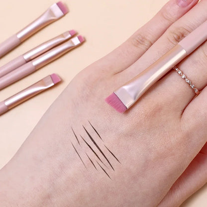 Pink Black Eye Makeup Brushes Flat Eyebrow Eyeliner Brush Professional Angled Wooden Eyeshadow Brushes Make Up Cosmetics Tools