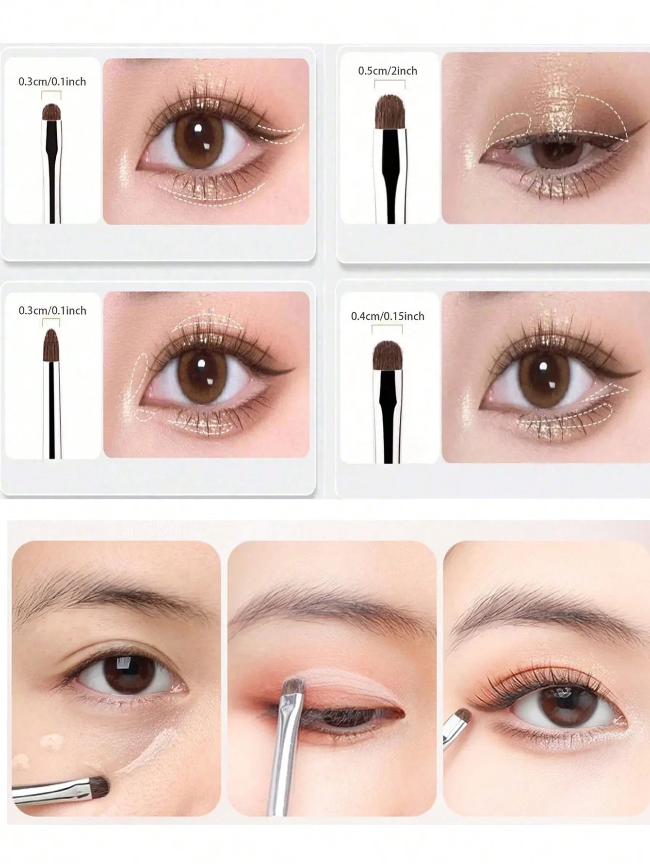 4Pcs Small Eyeshadow Brushes for Fine-Tuning Eye Makeup, Tapered Small Brushes for Highlighting, Fine Detail Blending, and Concealing