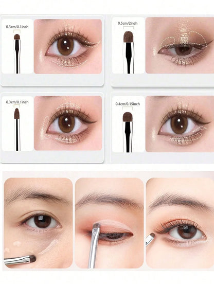4Pcs Small Eyeshadow Brushes for Fine-Tuning Eye Makeup, Tapered Small Brushes for Highlighting, Fine Detail Blending, and Concealing