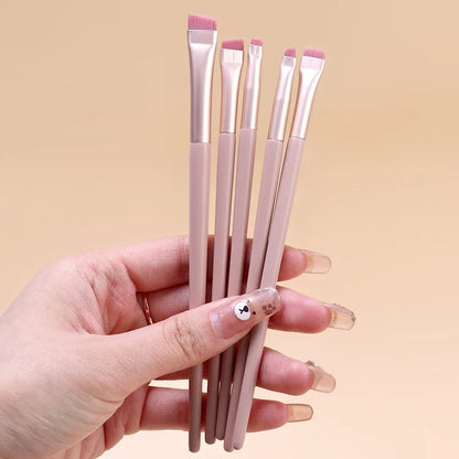 Pink Black Eye Makeup Brushes Flat Eyebrow Eyeliner Brush Professional Angled Wooden Eyeshadow Brushes Make Up Cosmetics Tools