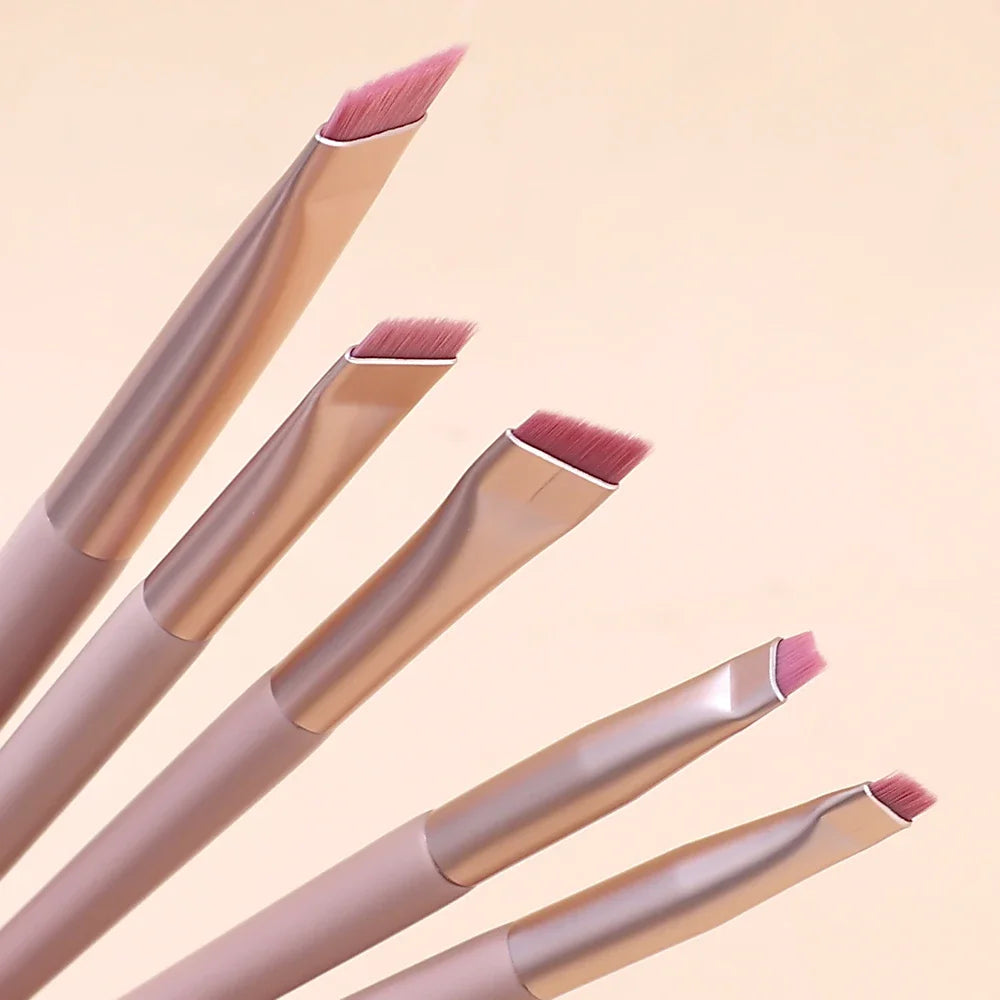Pink Black Eye Makeup Brushes Flat Eyebrow Eyeliner Brush Professional Angled Wooden Eyeshadow Brushes Make Up Cosmetics Tools