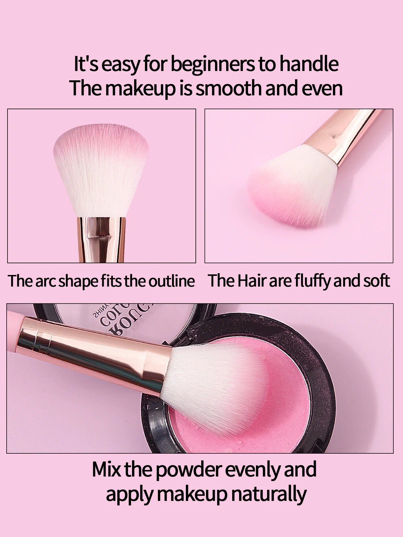 1pcs multi-functional blush brush, facial makeup brush, smudge brush and highlight brush - essential makeup tools for beginners