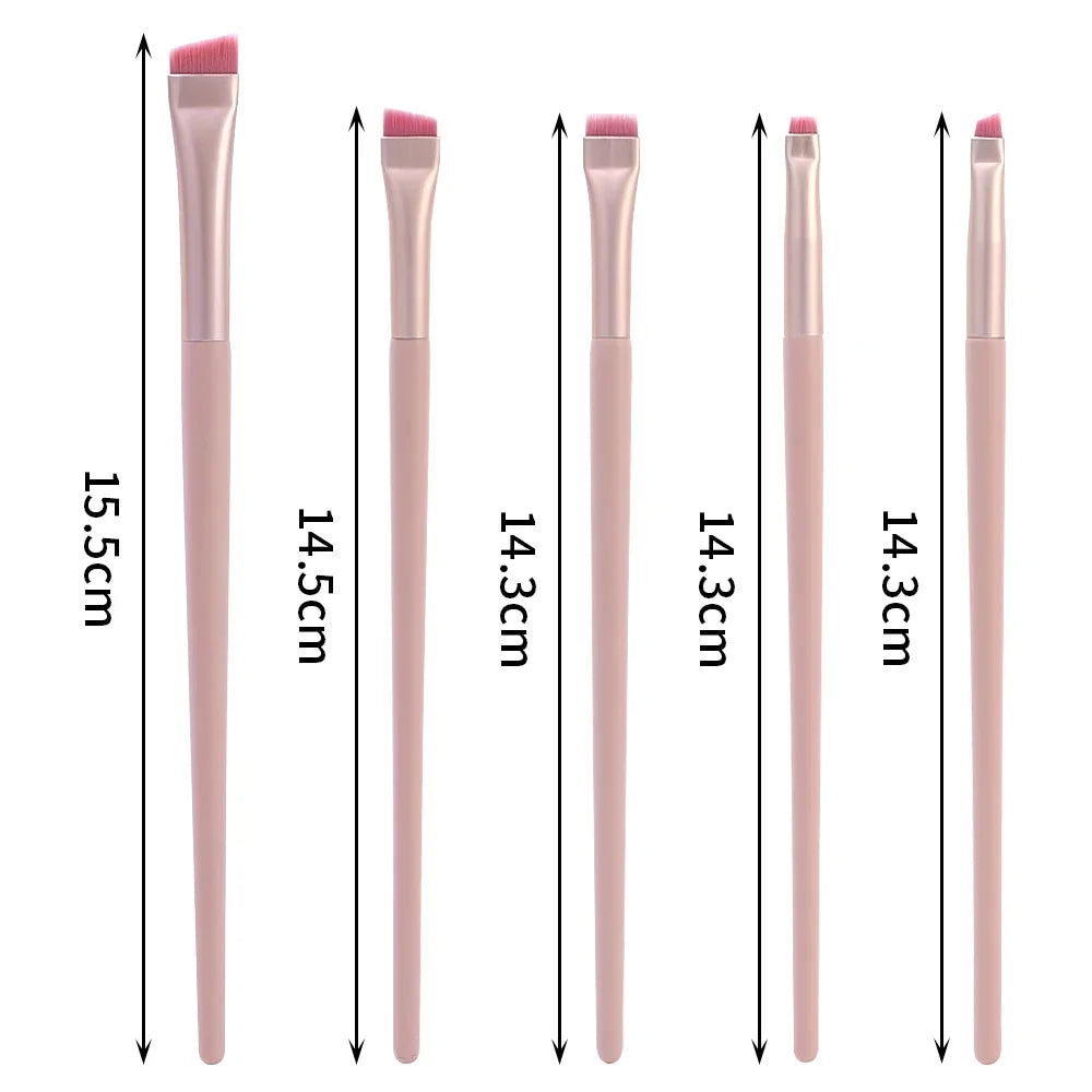 Pink Black Eye Makeup Brushes Flat Eyebrow Eyeliner Brush Professional Angled Wooden Eyeshadow Brushes Make Up Cosmetics Tools