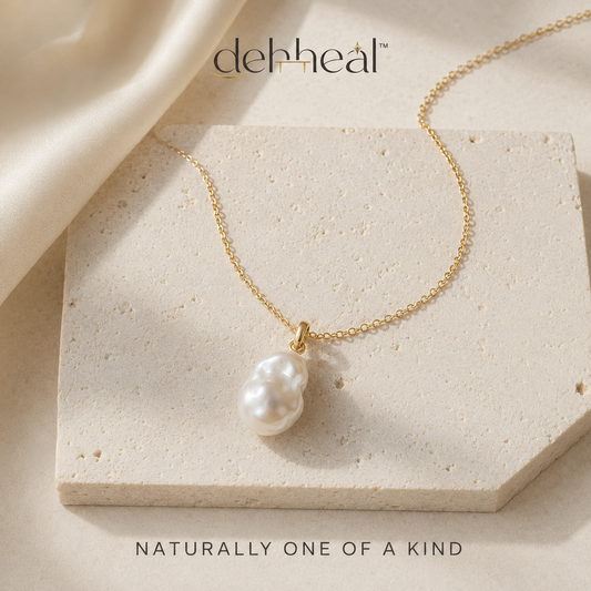 dehheal™ baroque freshwater pearl pendant necklace on a fine gold-plated chain